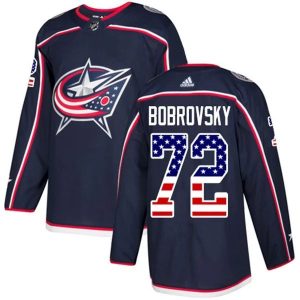 Kinder Columbus Blue Jackets Eishockey Trikot Sergei Bobrovsky #72 Navy USA Flag Fashion Authentic